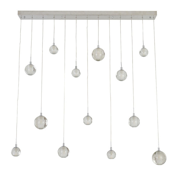 Rectangular Chrome Frame Chandelier with Hanging Clear Crystal Ball Pendants by Bethel - view 2