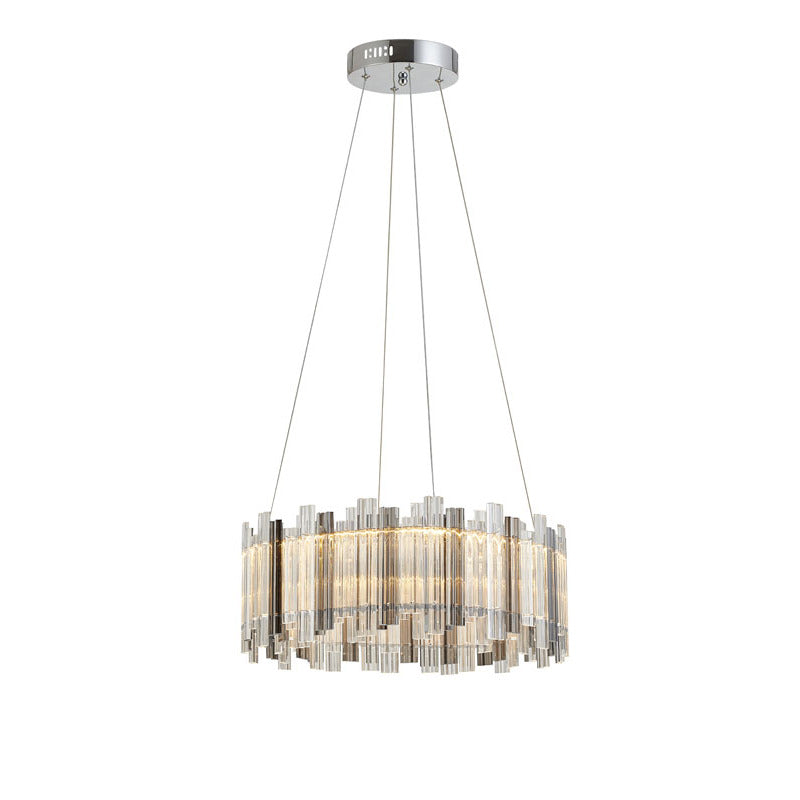 Round Clear & Smoke Glass LED Chandelier with Chrome Hardware by Bethel