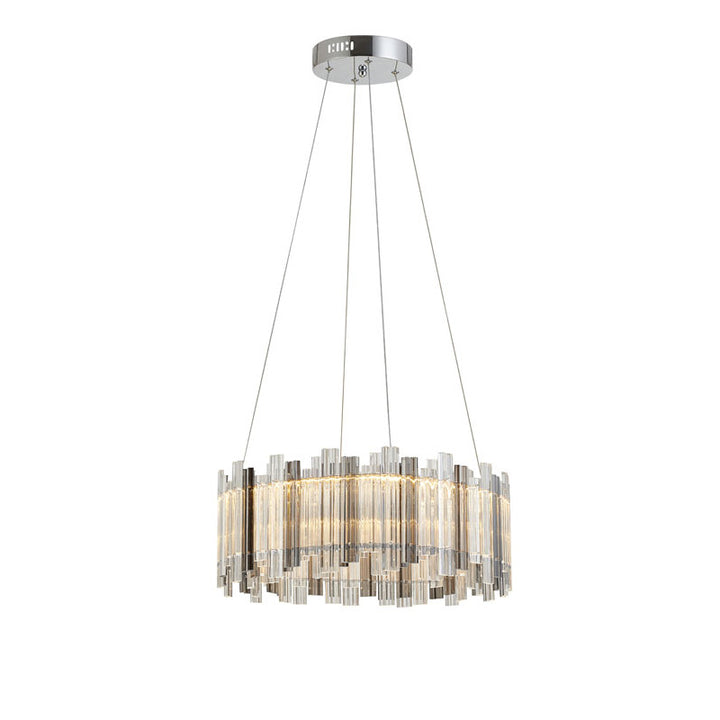 Round Clear &amp; Smoke Glass LED Chandelier with Chrome Hardware