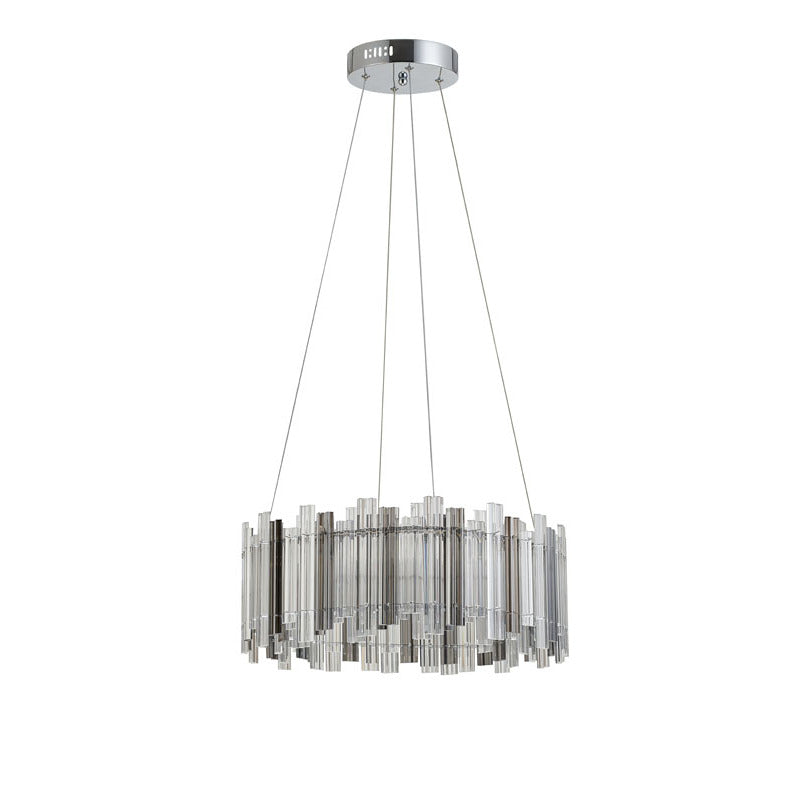 Round Clear & Smoke Glass LED Chandelier with Chrome Hardware by Bethel - view 2
