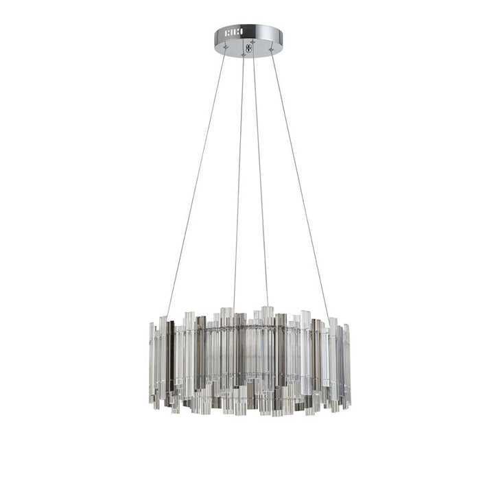 Round Clear &amp; Smoke Glass LED Chandelier with Chrome Hardware