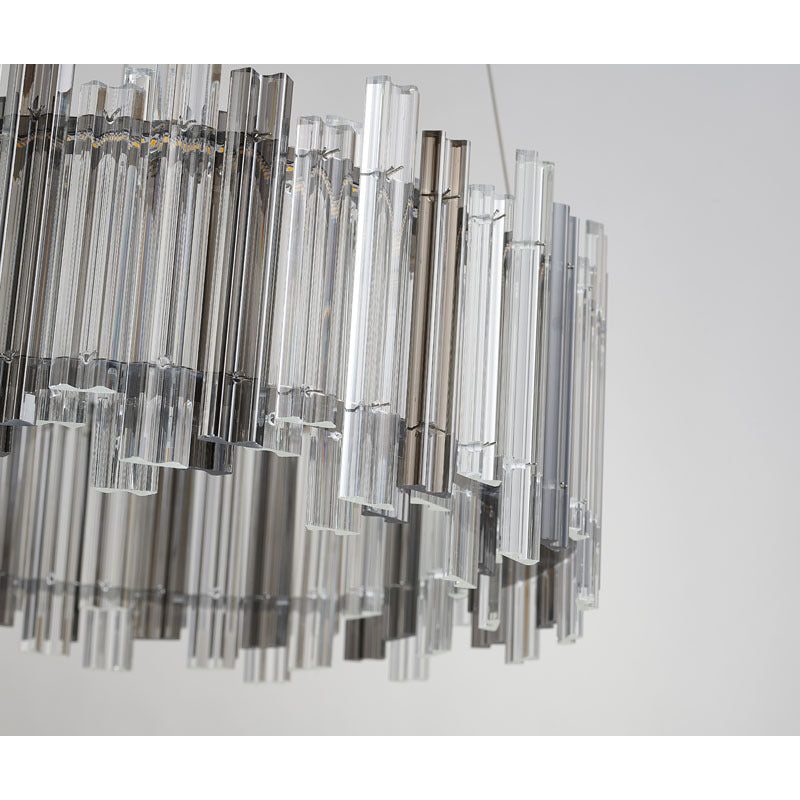 Round Clear &amp; Smoke Glass LED Chandelier with Chrome Hardware