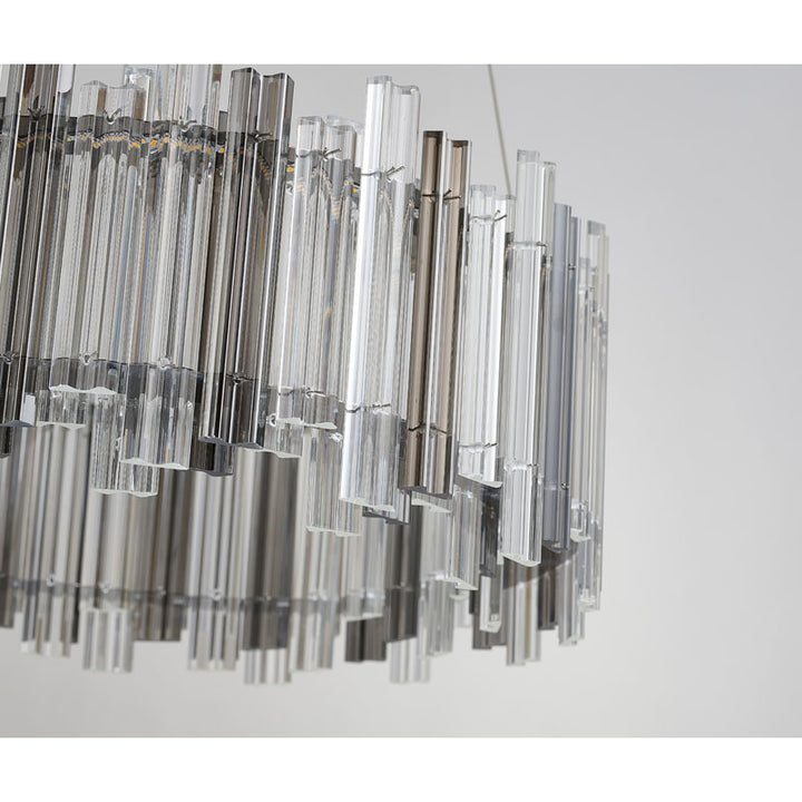 Round Clear &amp; Smoke Glass LED Chandelier with Chrome Hardware