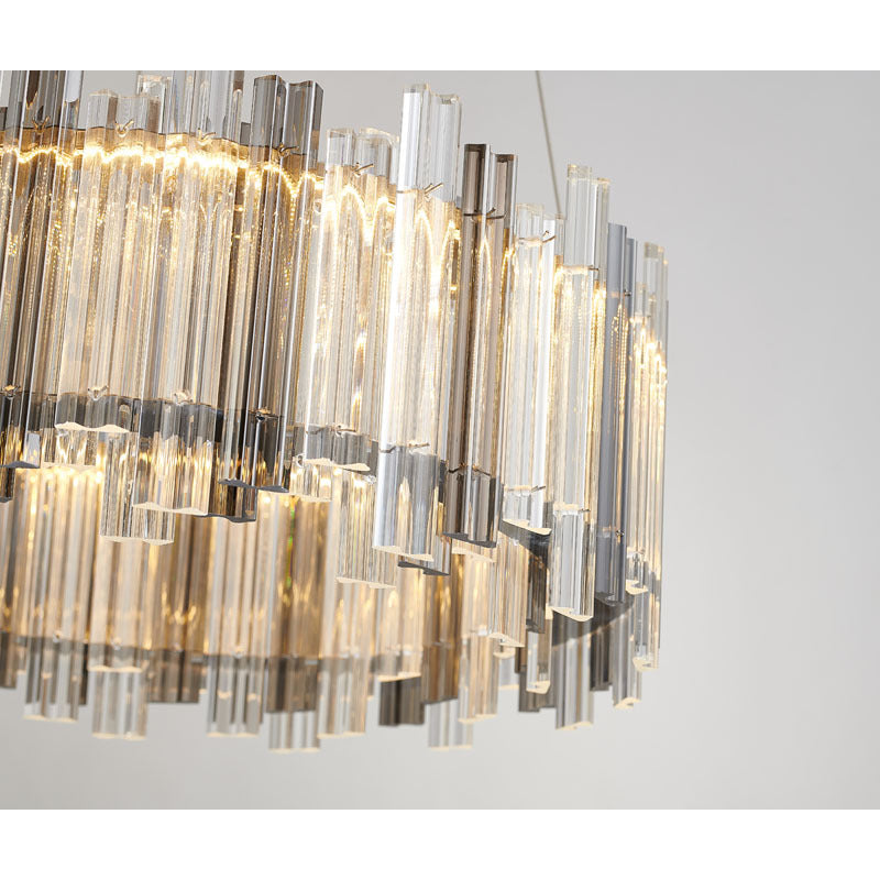 Round Clear &amp; Smoke Glass LED Chandelier with Chrome Hardware