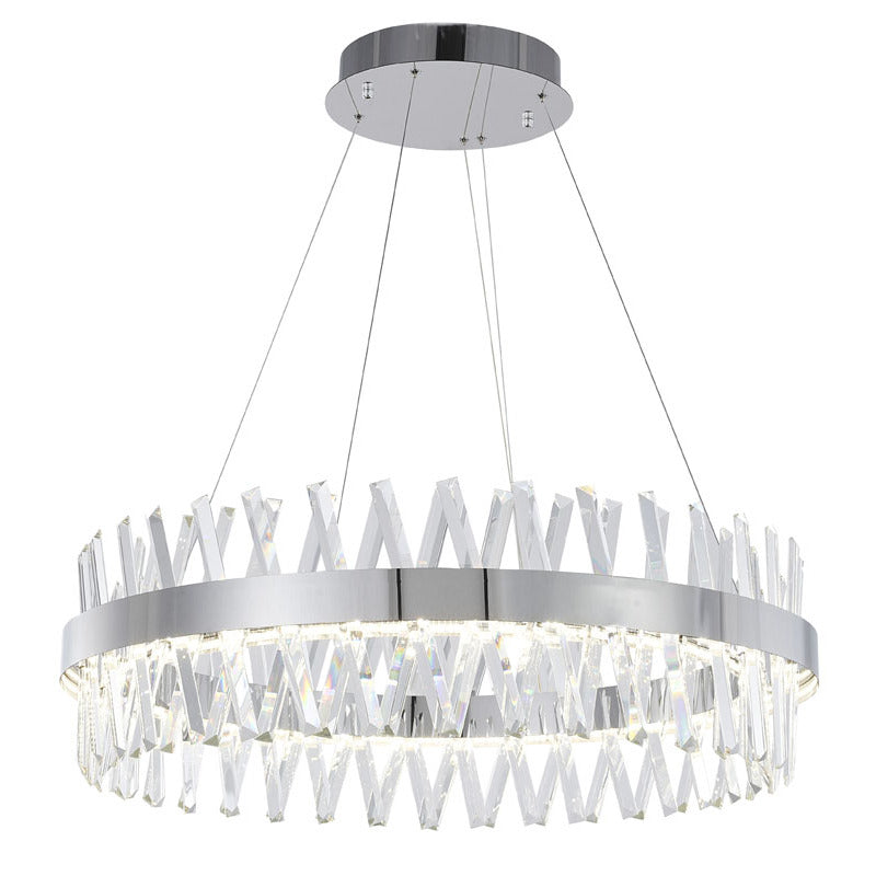 Round Framed Chandelier with Clear Crystals in Chrome by Bethel