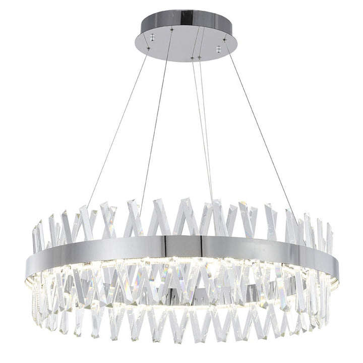 Round Framed Chandelier with Clear Crystals in Chrome by Bethel