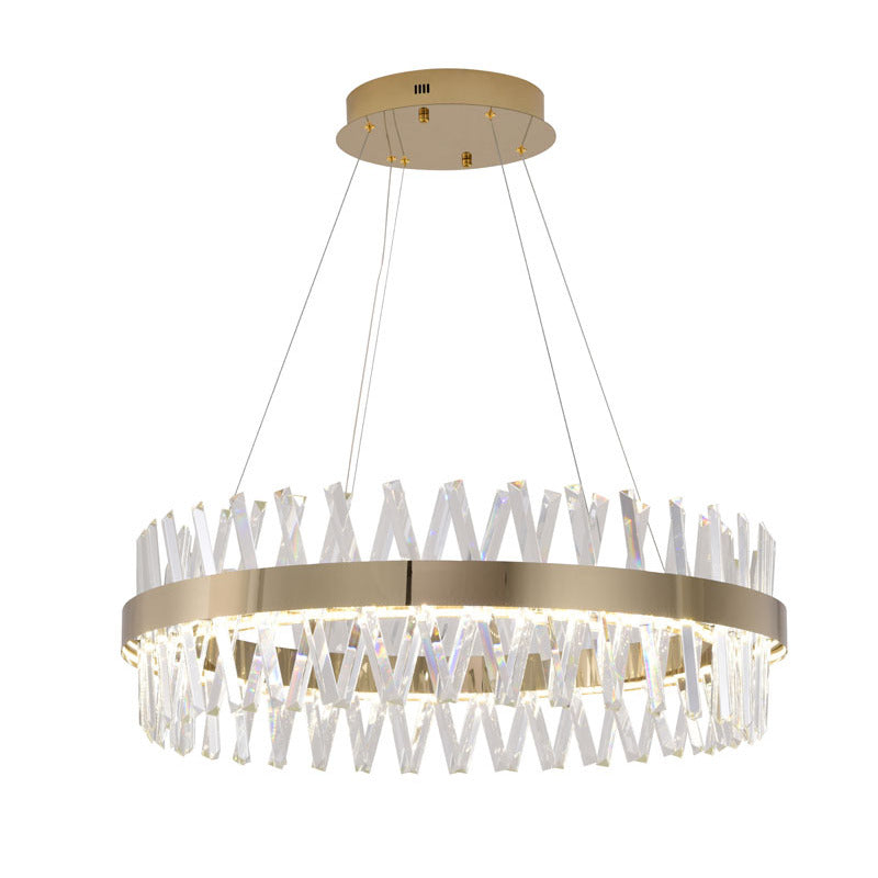 Round Framed Chandelier with Clear Crystals in Gold by Bethel