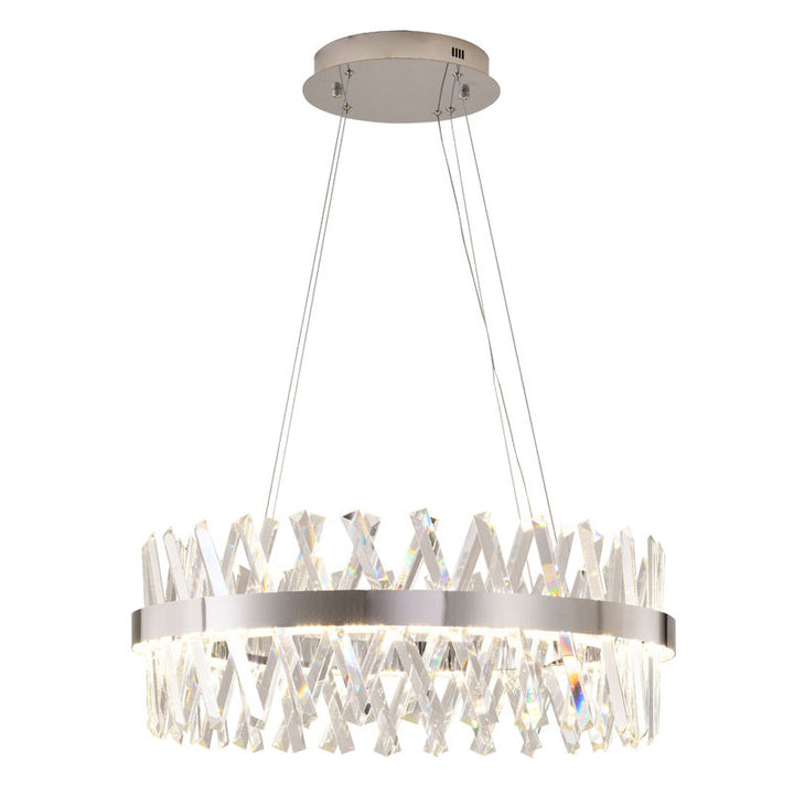 Round Framed Chandelier with Clear Crystals in Chrome by Bethel