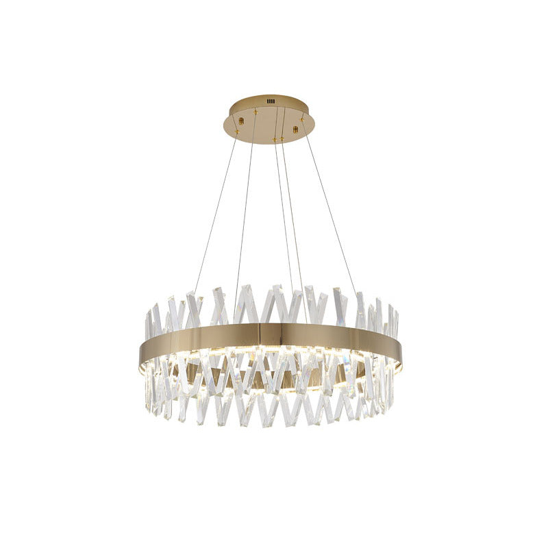 Round Framed Chandelier with Clear Crystals in Gold by Bethel