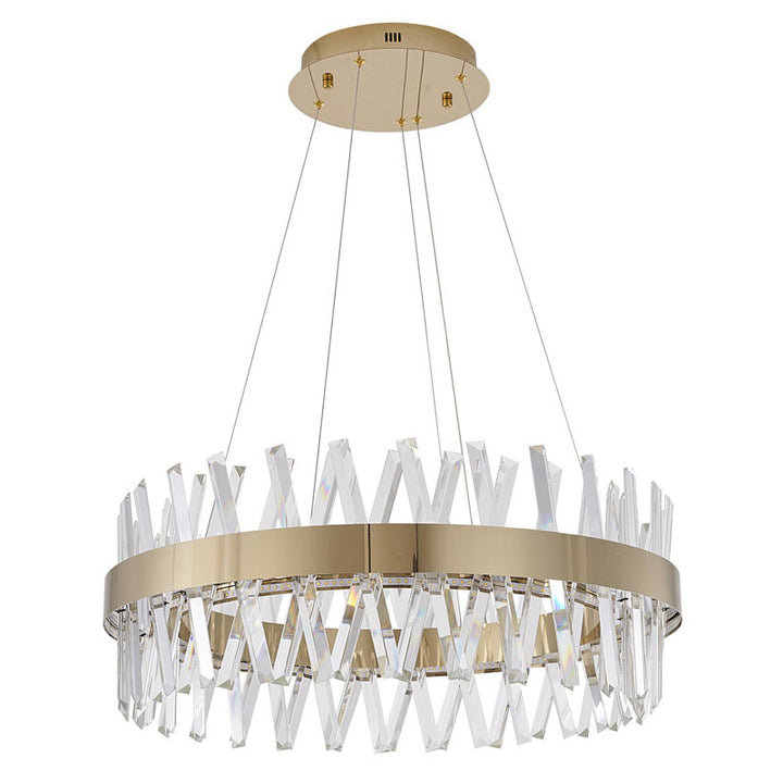 Round Framed Chandelier with Clear Crystals by Bethel - view 14