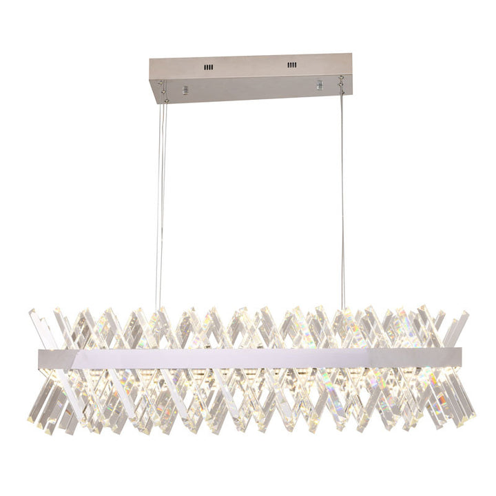 Rectangular Frame Chandelier with Clear Crystals in Chrome by Bethel
