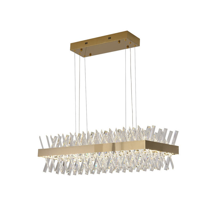 Rectangular Frame Chandelier with Clear Crystals in Gold by Bethel