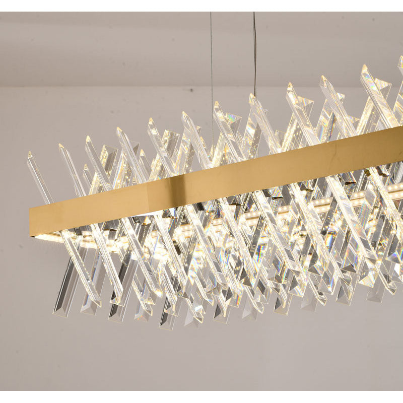 Rectangular Frame Chandelier with Clear Crystals by Bethel - view 23