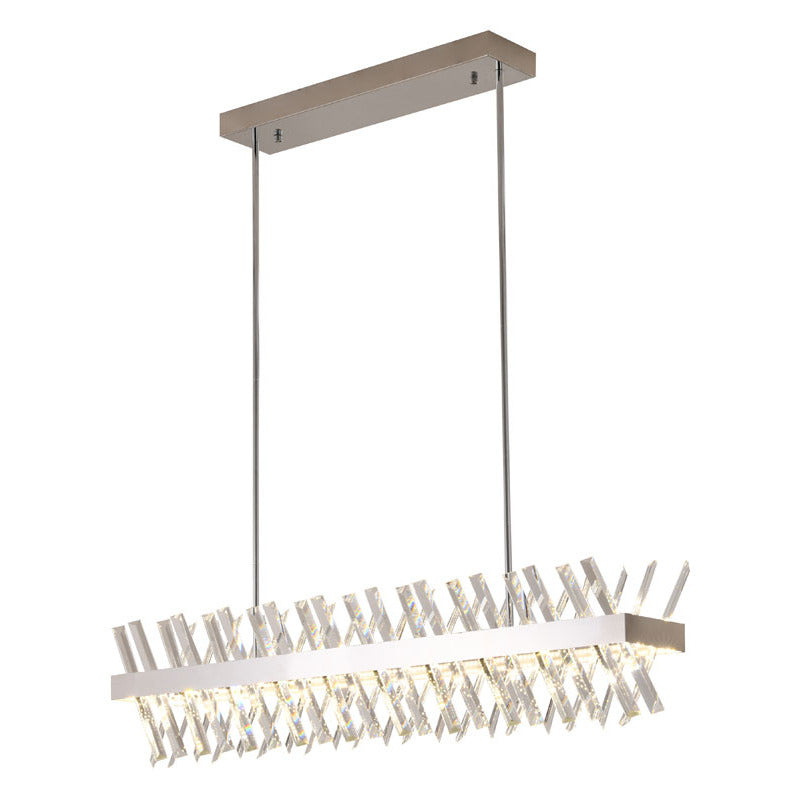 Rectangular Frame Chandelier with Clear Crystals in Chrome by Bethel