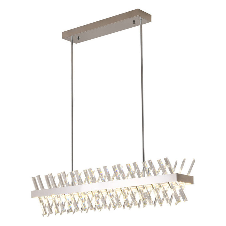 Rectangular Frame Chandelier with Clear Crystals in Chrome by Bethel