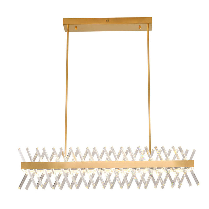 Rectangular Frame Chandelier with Clear Crystals in Gold by Bethel