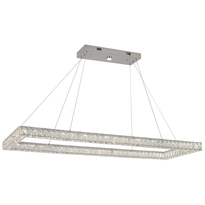 Triple Sided Clear Crystal Rectangular Shaped LED Chandelier by Bethel