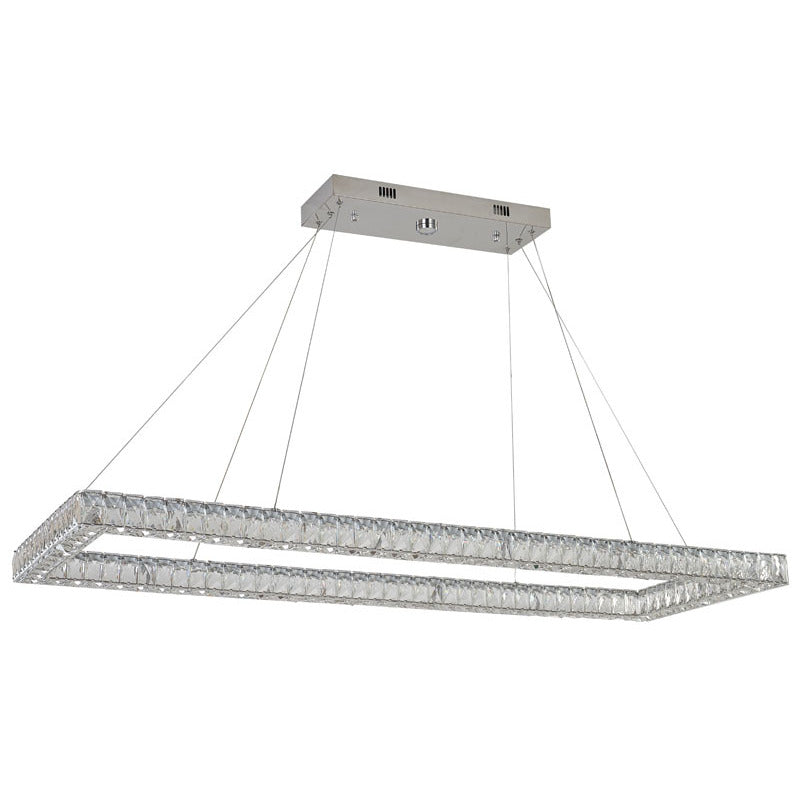 Triple Sided Clear Crystal Rectangular Shaped LED Chandelier by Bethel - view 2