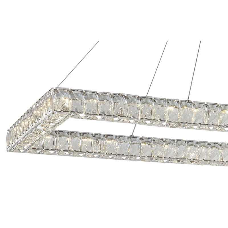 Triple Sided Clear Crystal Rectangular Shaped LED Chandelier by Bethel - view 3