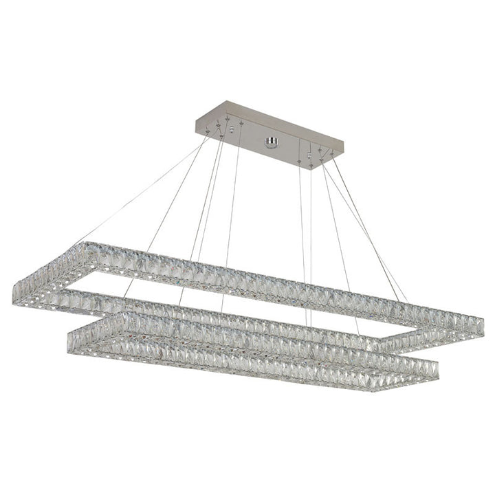 Two Tier Rectangular Clear Crystal Chandelier with Chrome Hardware by Bethel - view 2