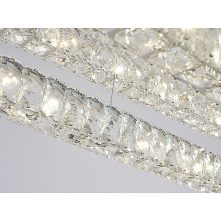 Two Tier Rectangular Clear Crystal Chandelier with Chrome Hardware by Bethel - view 3