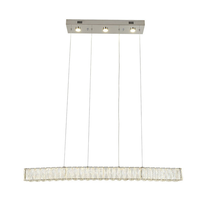 Long Rectangular Clear Crystal LED Chandelier with Chrome Hardware by Bethel