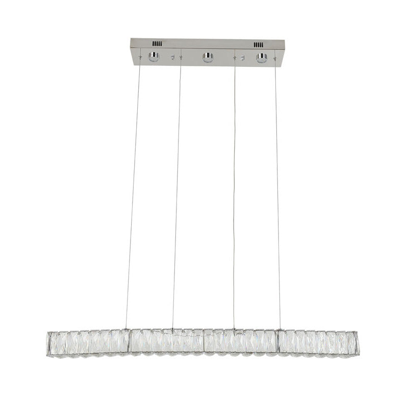 Long Rectangular Clear Crystal LED Chandelier with Chrome Hardware by Bethel - view 2