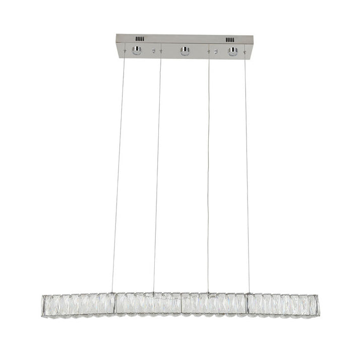 Long Rectangular Clear Crystal LED Chandelier with Chrome Hardware by Bethel - view 2