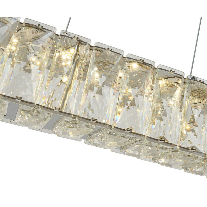 Long Rectangular Clear Crystal LED Chandelier with Chrome Hardware by Bethel - view 3