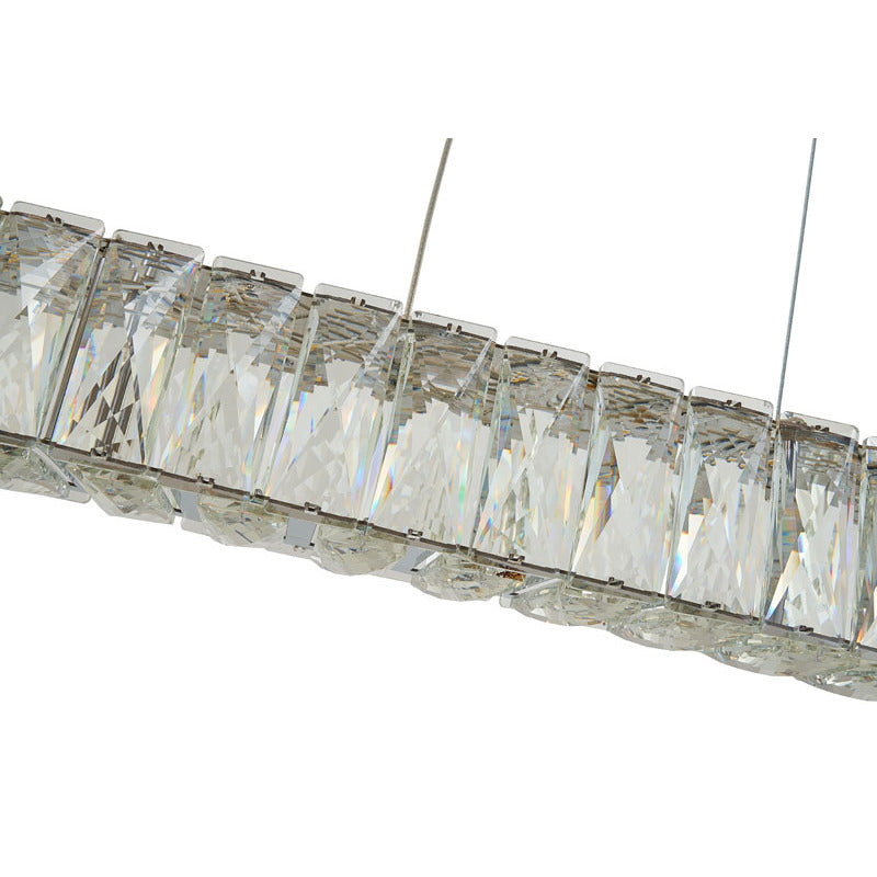 Long Rectangular Clear Crystal LED Chandelier with Chrome Hardware by Bethel - view 4
