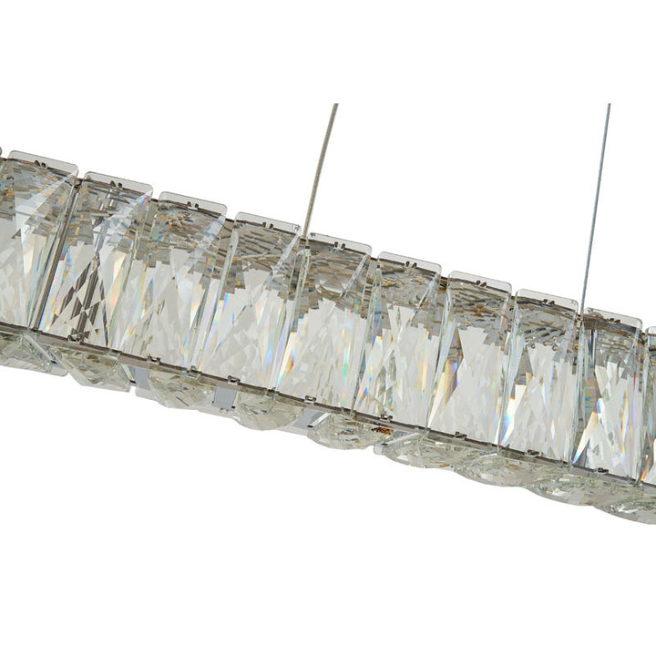 Long Rectangular Clear Crystal LED Chandelier with Chrome Hardware by Bethel - view 4