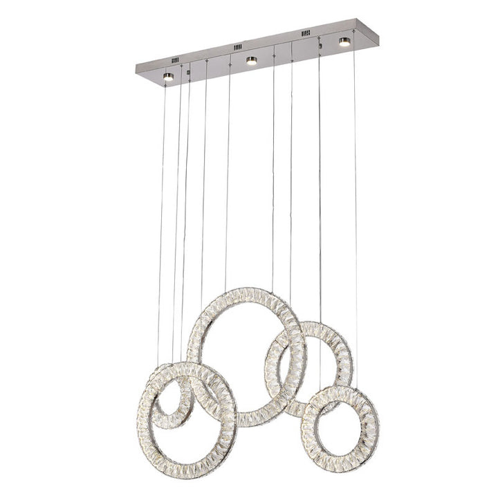 Five Clear Crystal Ring LED Chandelier with Hardware by Bethel - view 6