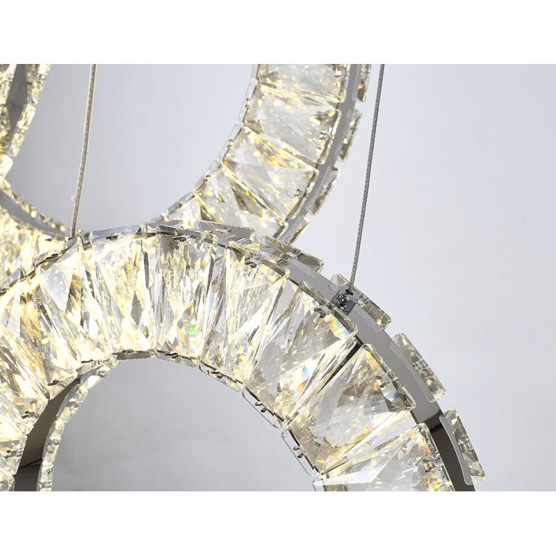 Five Clear Crystal Ring LED Chandelier with Hardware by Bethel - view 8