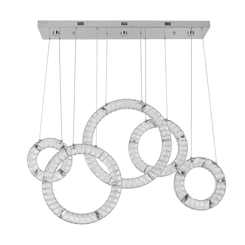Five Clear Crystal Ring LED Chandelier with Hardware by Bethel - view 10