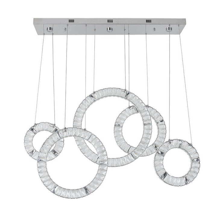 Five Clear Crystal Ring LED Chandelier with Hardware by Bethel - view 10