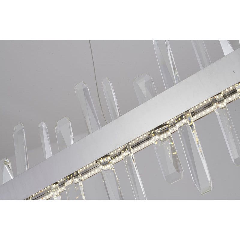 Linear Stainless Steel Framed LED Chandelier with Clear Crystals by Bethel - view 3