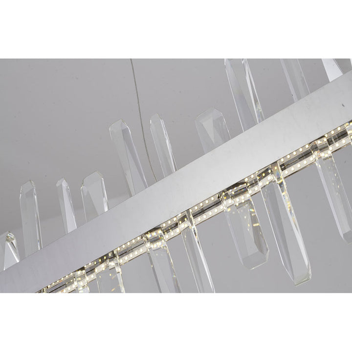 Linear Stainless Steel Framed LED Chandelier with Clear Crystals by Bethel - view 3
