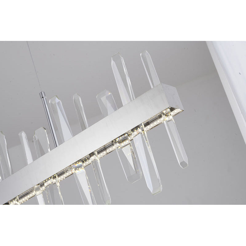 Linear Stainless Steel Framed LED Chandelier with Clear Crystals by Bethel - view 4