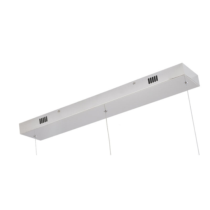 Linear Stainless Steel Framed LED Chandelier with Clear Crystals by Bethel - view 5