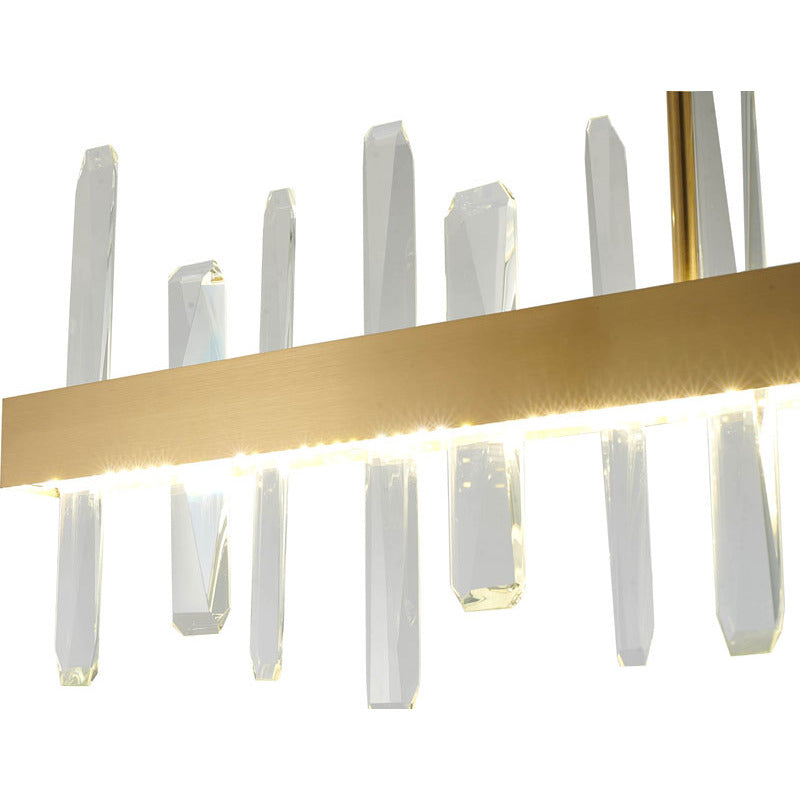 Linear Stainless Steel Framed LED Chandelier with Clear Crystals by Bethel - view 16