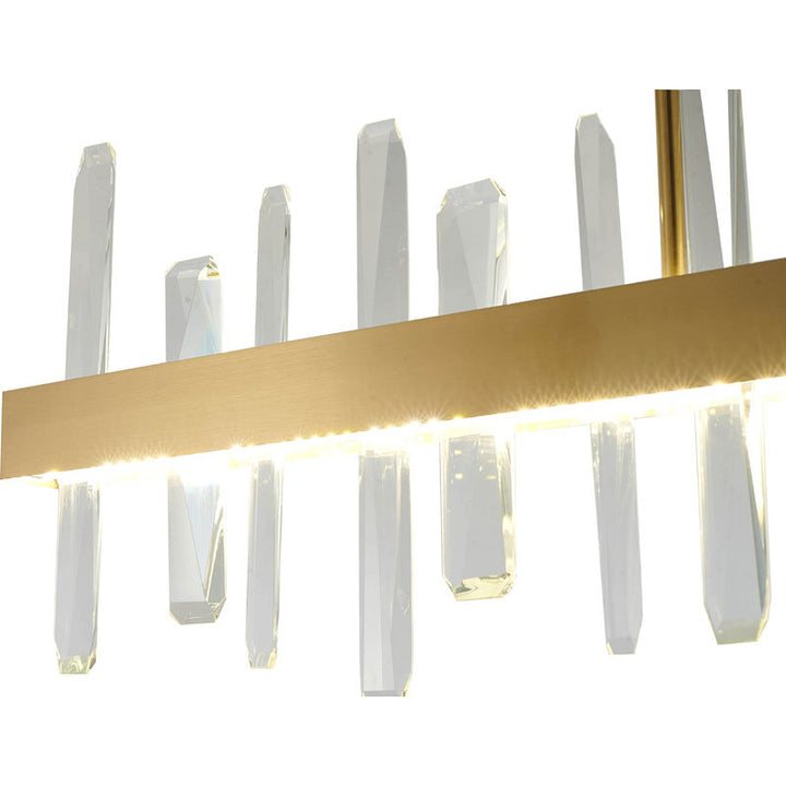 Linear Stainless Steel Framed LED Chandelier with Clear Crystals by Bethel - view 16