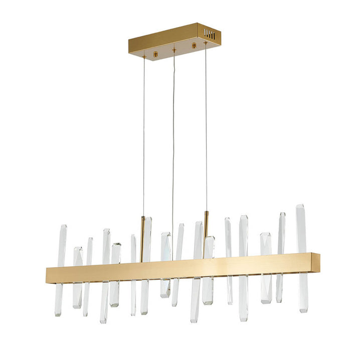 Linear Stainless Steel Framed LED Chandelier with Clear Crystals by Bethel - view 17