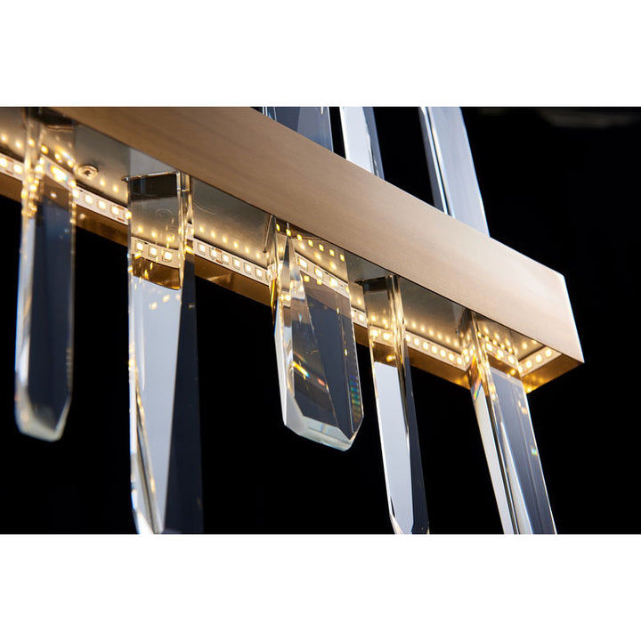 Linear Stainless Steel Framed LED Chandelier with Clear Crystals by Bethel - view 10