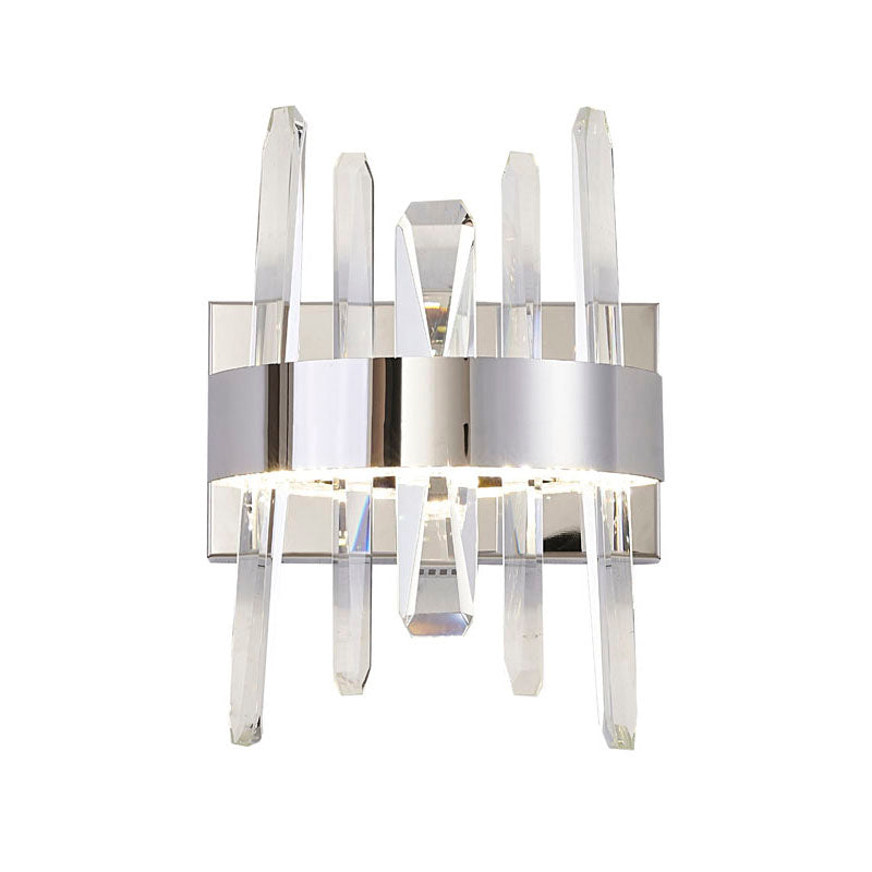 Stainless Steel Frame LED Wall Sconce with Clear Crystals in Chrome by Bethel