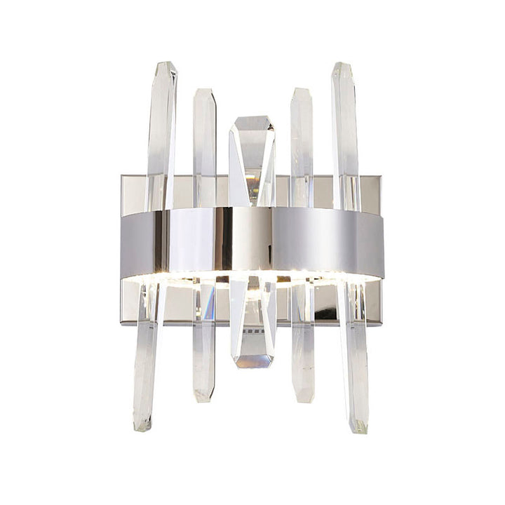 Stainless Steel Frame LED Wall Sconce with Clear Crystals in Chrome by Bethel