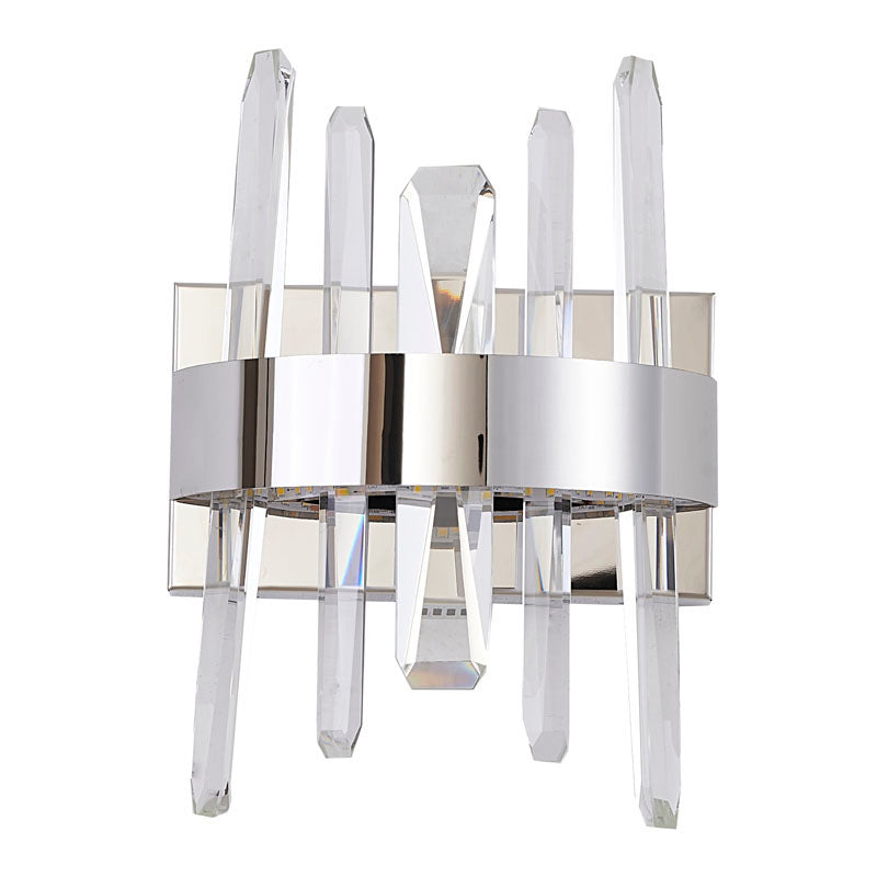 Stainless Steel Frame LED Wall Sconce with Clear Crystals by Bethel - view 2