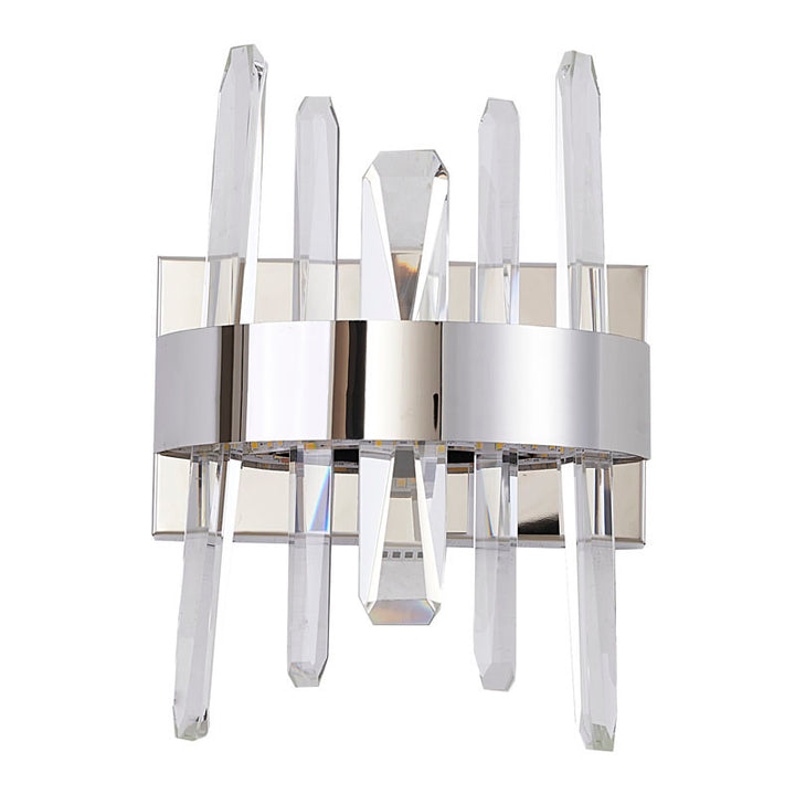Stainless Steel Frame LED Wall Sconce with Clear Crystals by Bethel - view 2