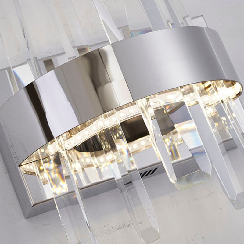 Stainless Steel Frame LED Wall Sconce with Clear Crystals by Bethel - view 3