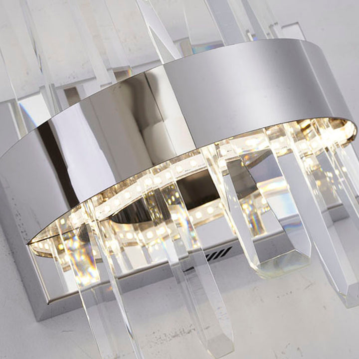 Stainless Steel Frame LED Wall Sconce with Clear Crystals by Bethel - view 3