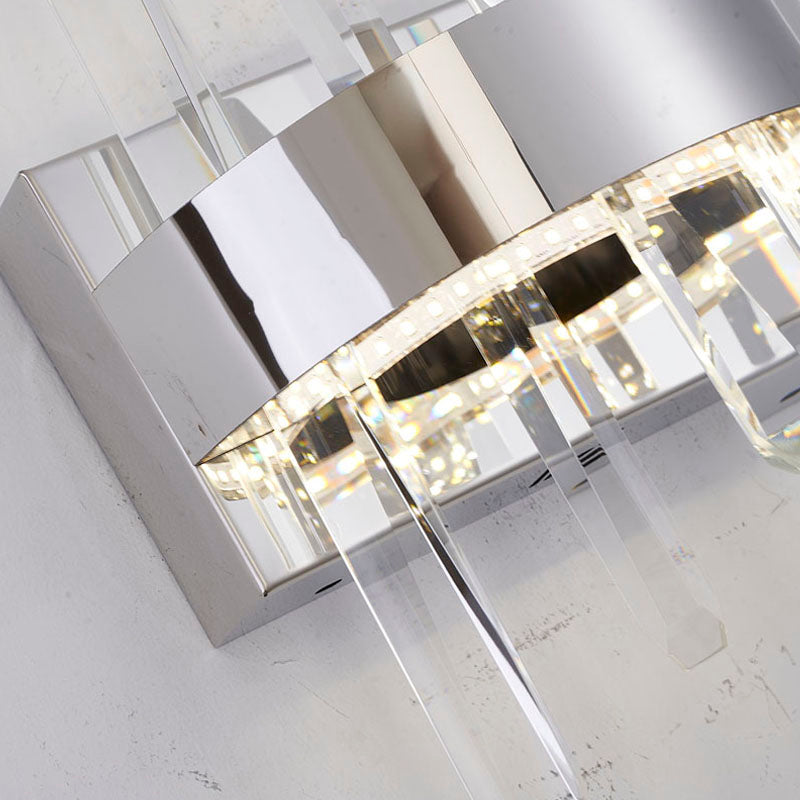 Stainless Steel Frame LED Wall Sconce with Clear Crystals by Bethel - view 4